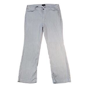 NYDJ The Trouser 12P Black White Stripe Slub Stretch Career Work Pants EUC 12